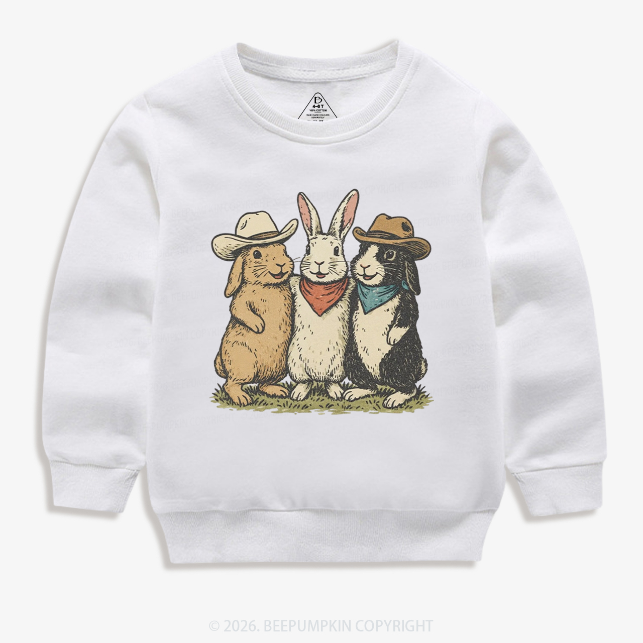 Western Bunnies Easter Kid's Sweatshirt