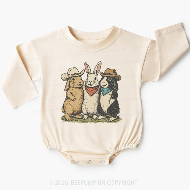 Western Bunnies Easter Baby Bubble Romper