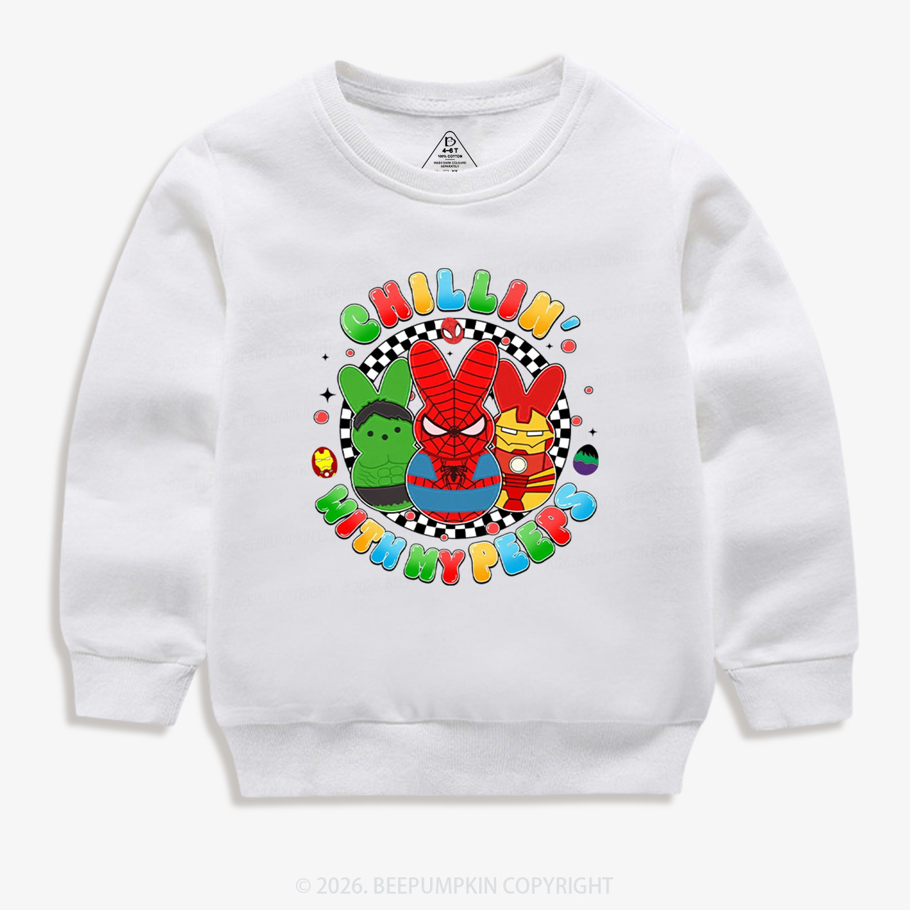 Cartoon Chillin With My Bunny Easter Kid's Sweatshirt