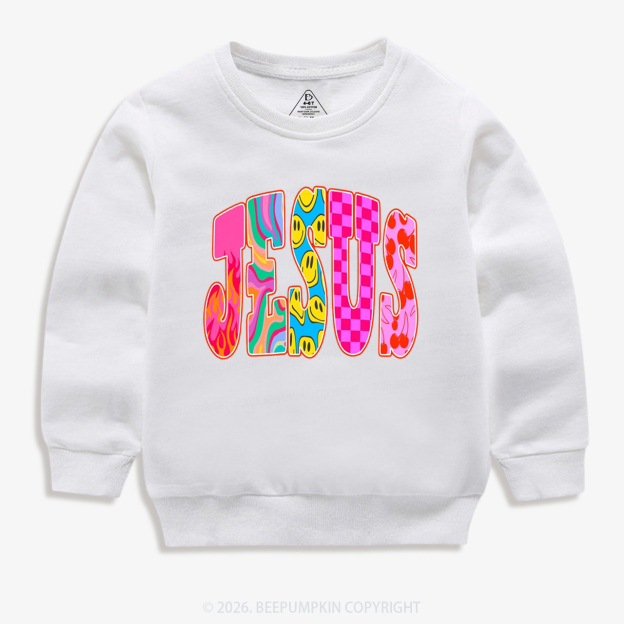 Jesus Loves Me Retro Colorful Kid's Sweatshirt