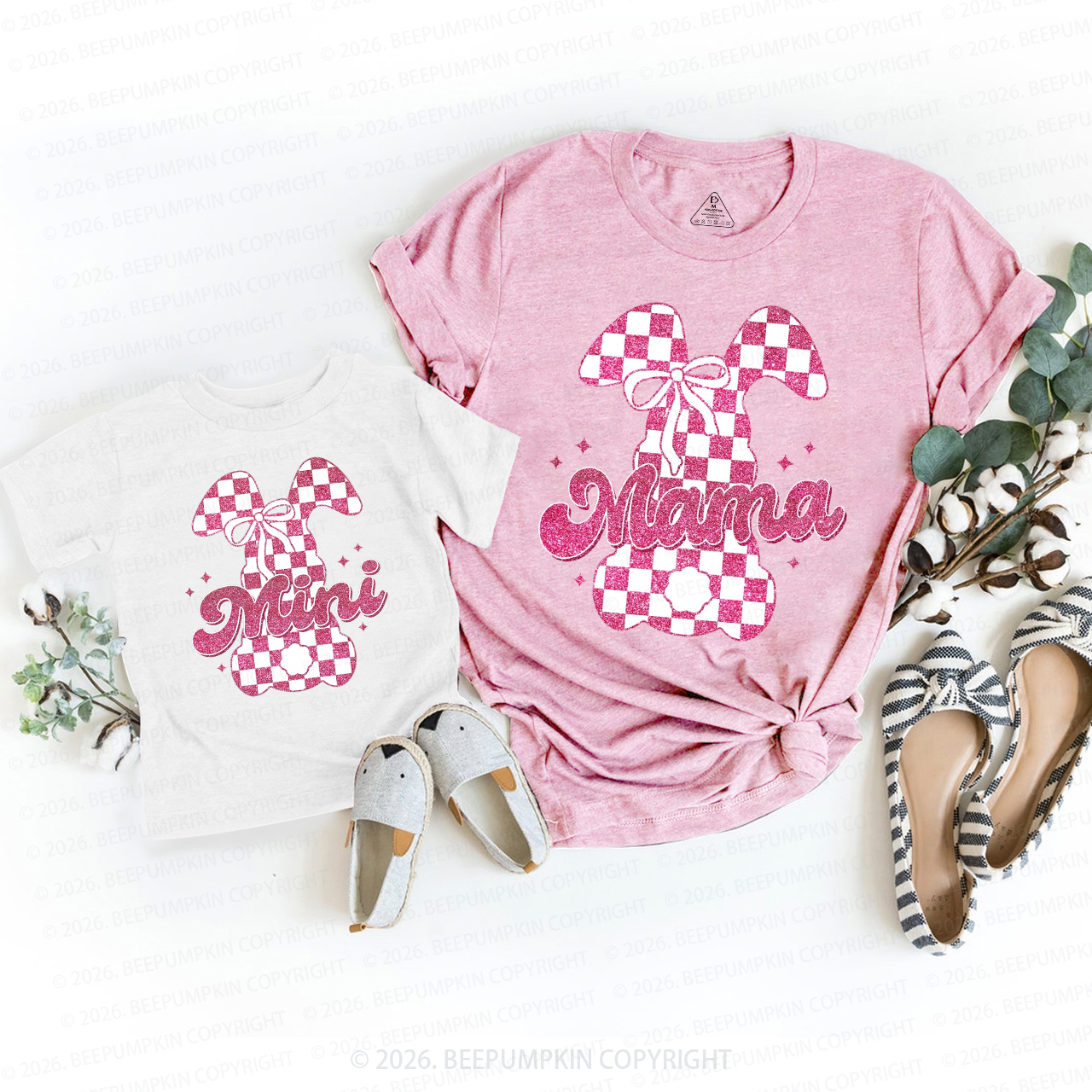 Glitter Easter Bunny Mama Mini Mom&Me Matching T-Shirts