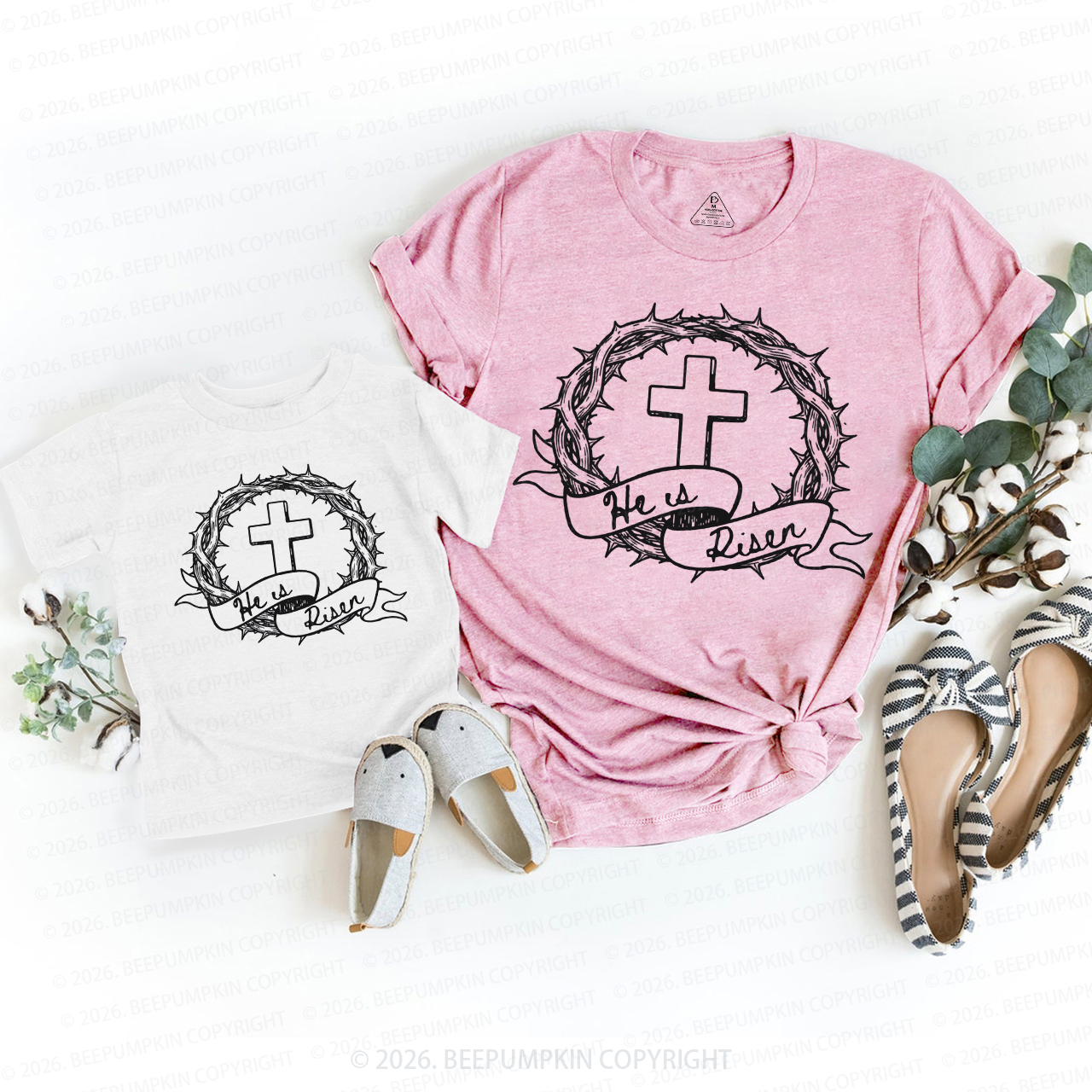 He is Risen Easter Day Mom&Me Matching T-Shirts