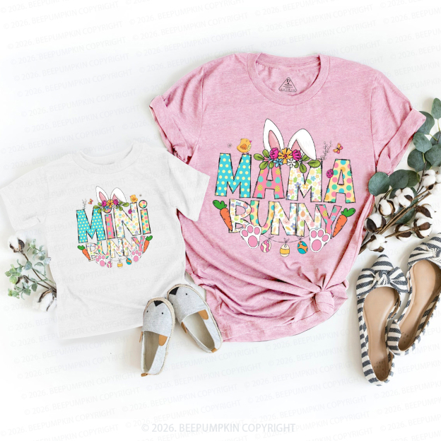 Easter Mama Mini Floral Spring Bunny Mom&Me Matching T-Shirts