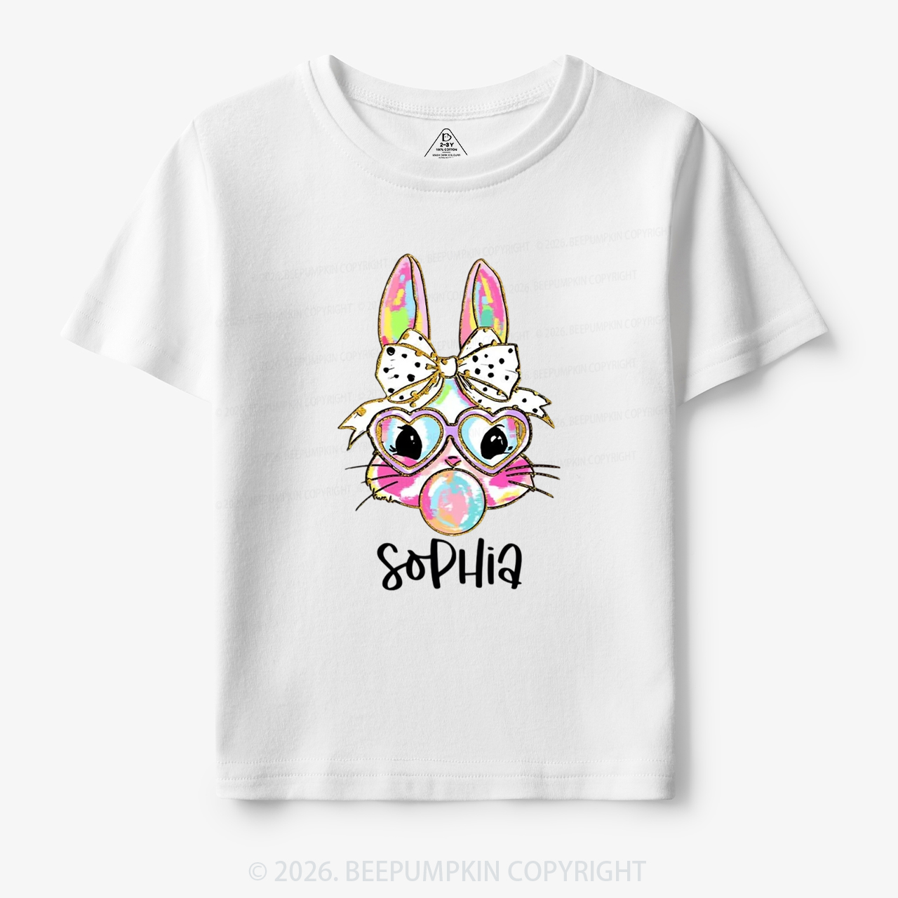 Personalized Kid Name Easter Bunny Coquette Bow Toddler&Kid's Tees