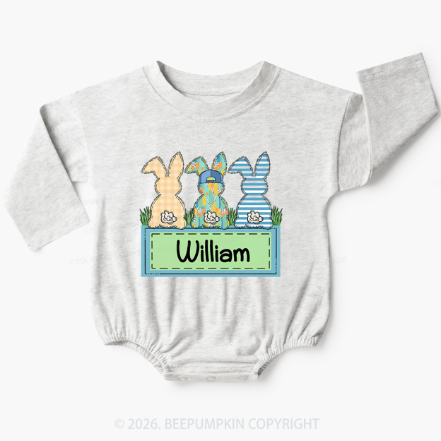 Personalized Name Retro Happy Easter Baby Bubble Romper