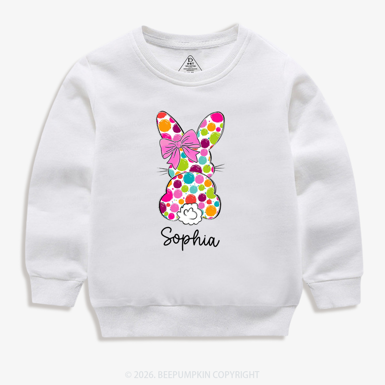 Personalized Name Easter Coquette Bow Bunny Kid's Sweatshirt