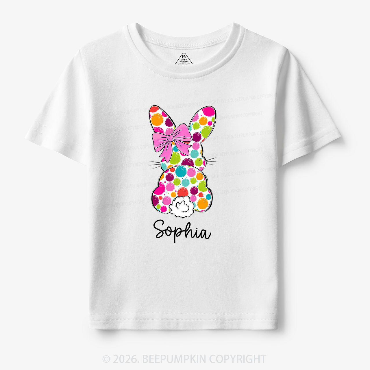 Personalized Name Easter Coquette Bow Bunny Toddler&Kid's Tees
