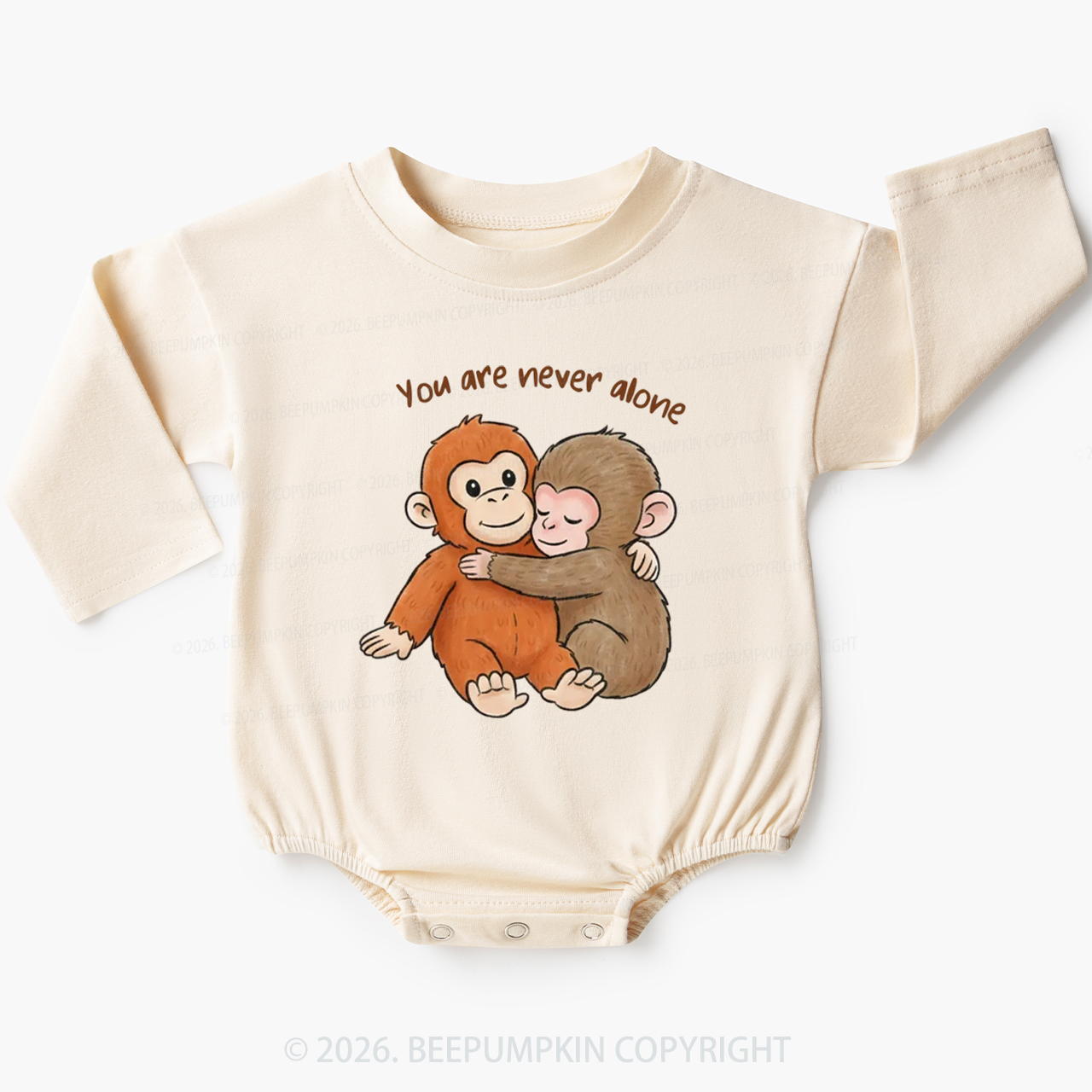 You Are Never Alone Punch Monkey Baby Bubble Romper