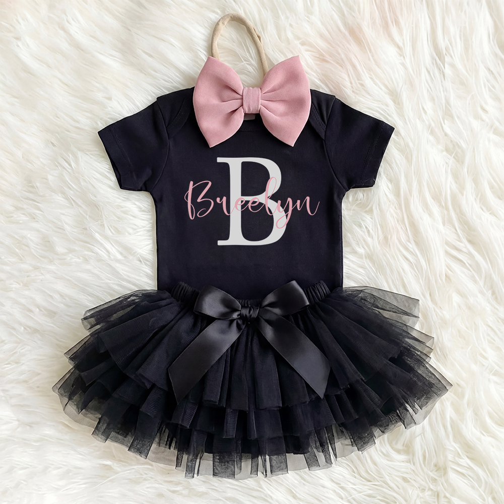 3 Pieces Tutu Baby Girl's Name Oufit Set Sale-Beepumpkin™