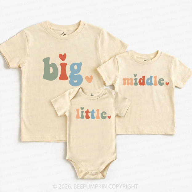 Big Middle Little Matching Tees For Siblings