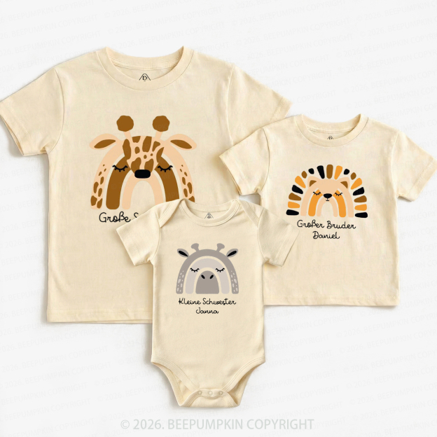 Personalized Name Cartoon Matching Tees For Siblings