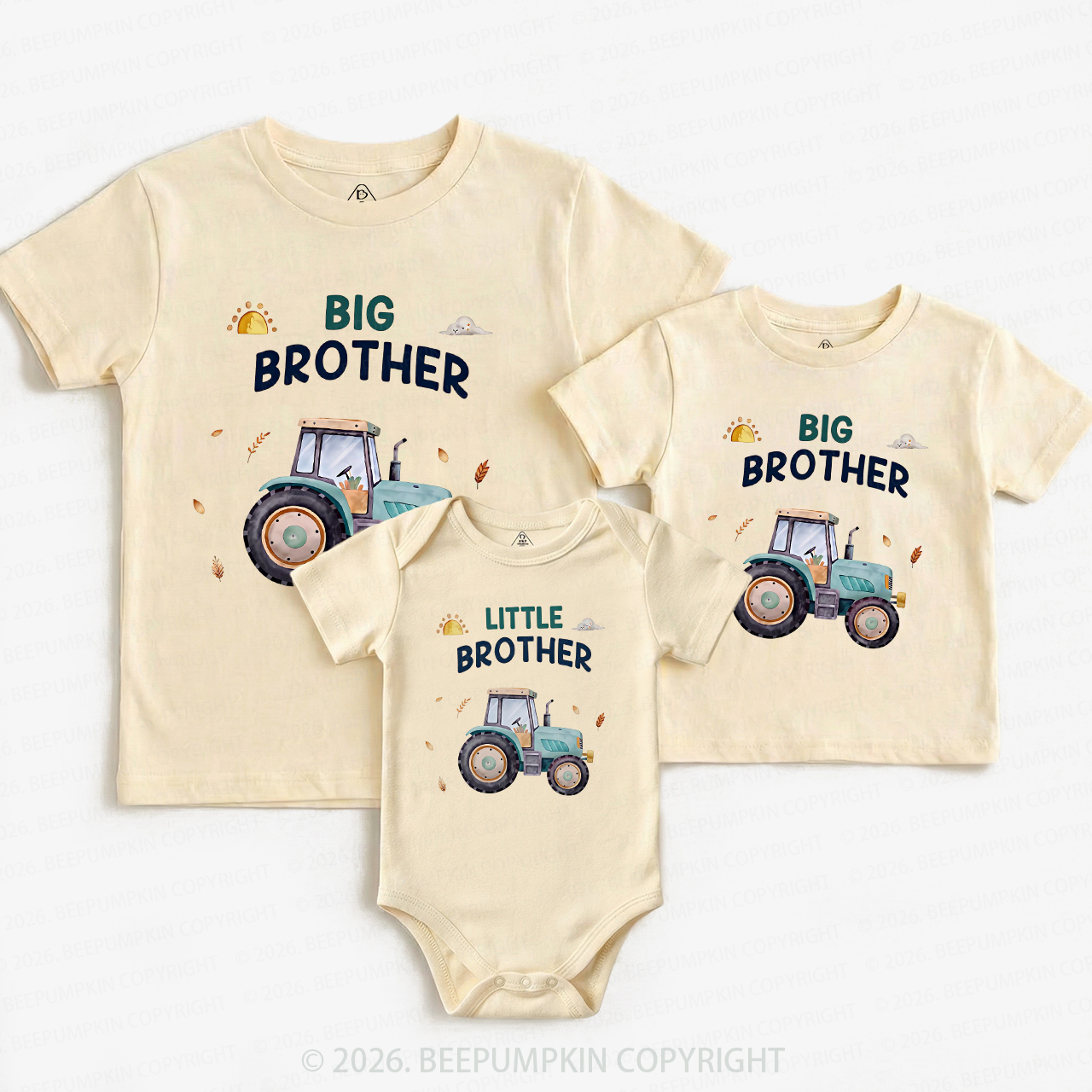 Big Brother & Little Brother Tractor Matching Tees For Siblings