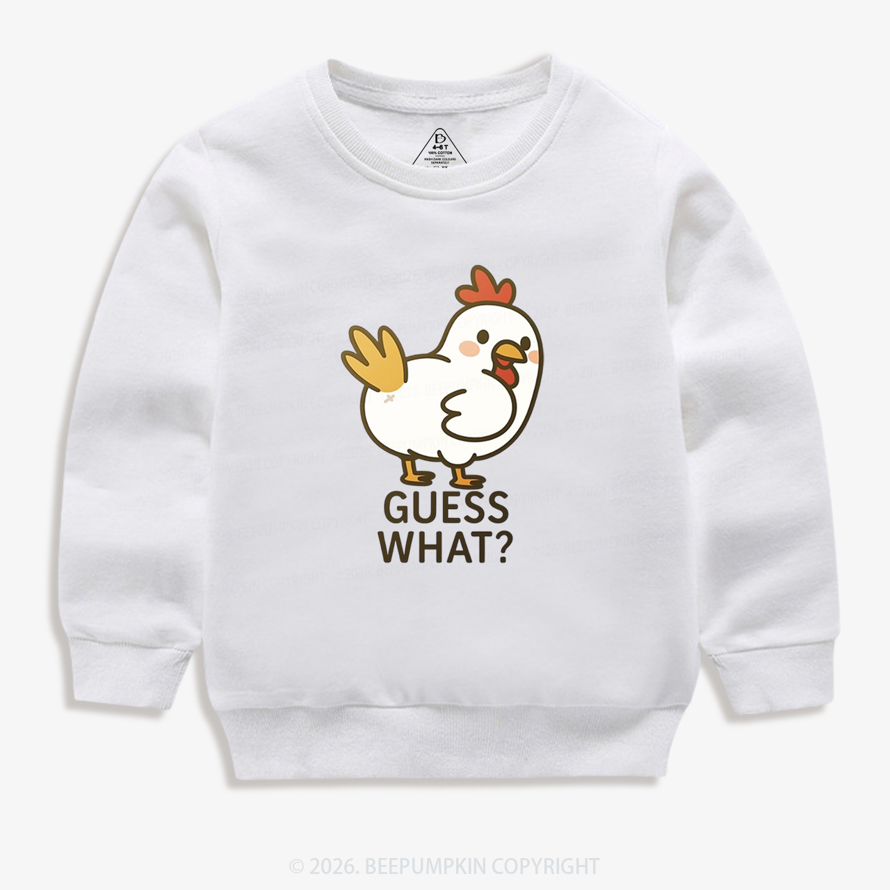 Guess What Chicken Funny Butt Joke Kid's Sweatshirt 7