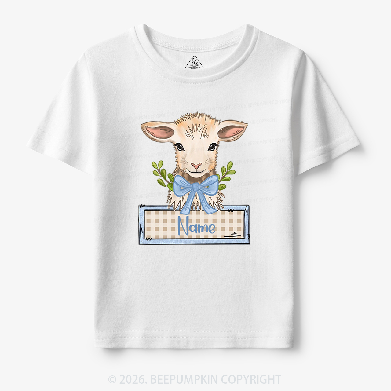 Personalized Baby Lamb With Bow Toddler&Kid's Tees