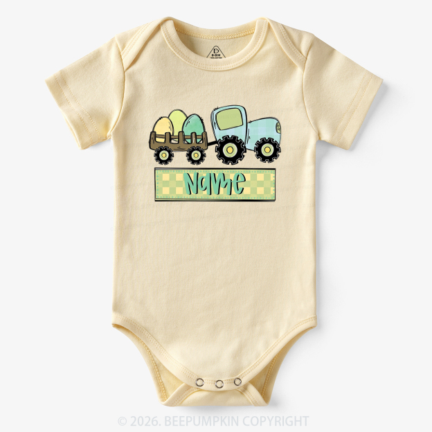 Personalized Name Easter Tractor Bodysuit