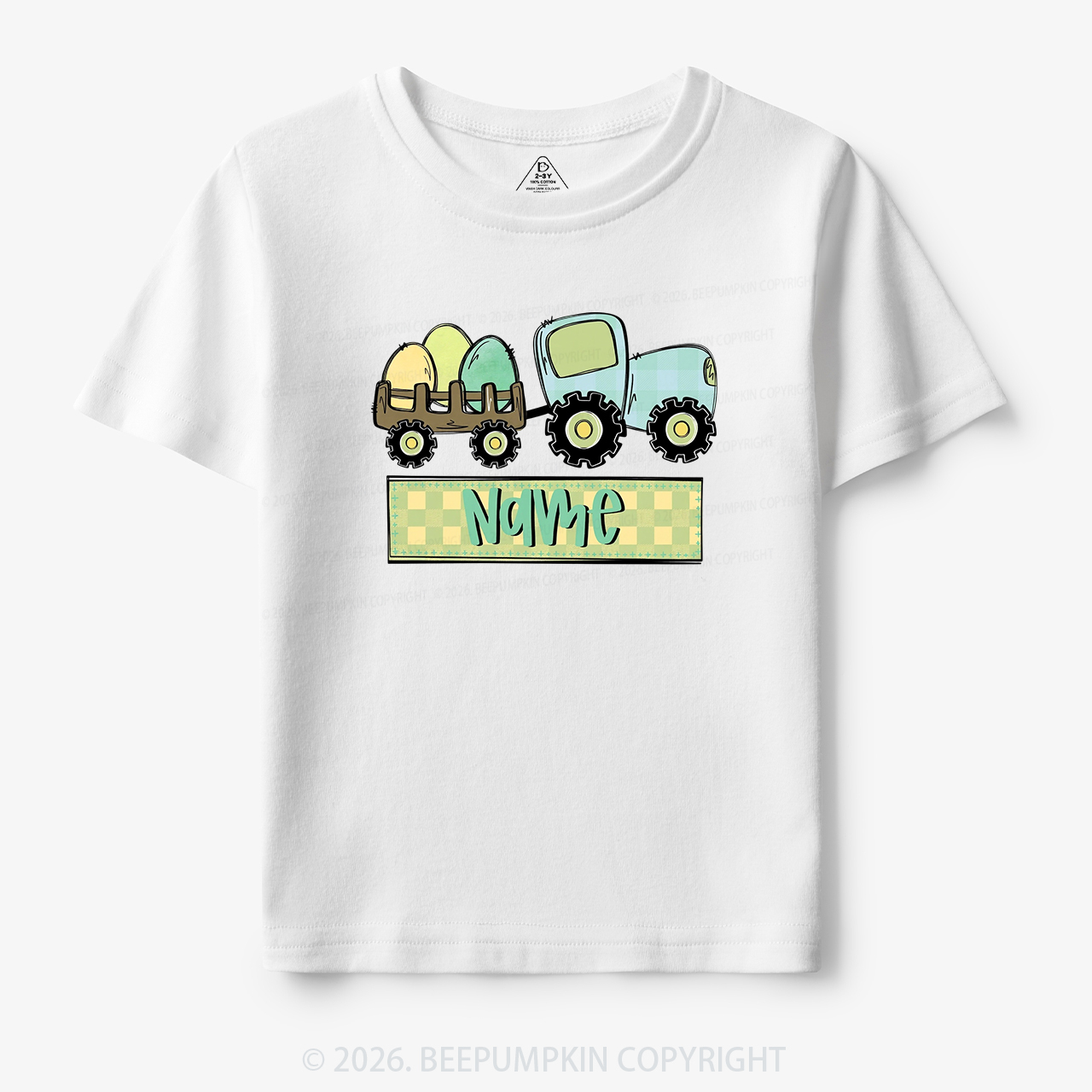 Personalized Name Easter Tractor Toddler&Kid's Tees