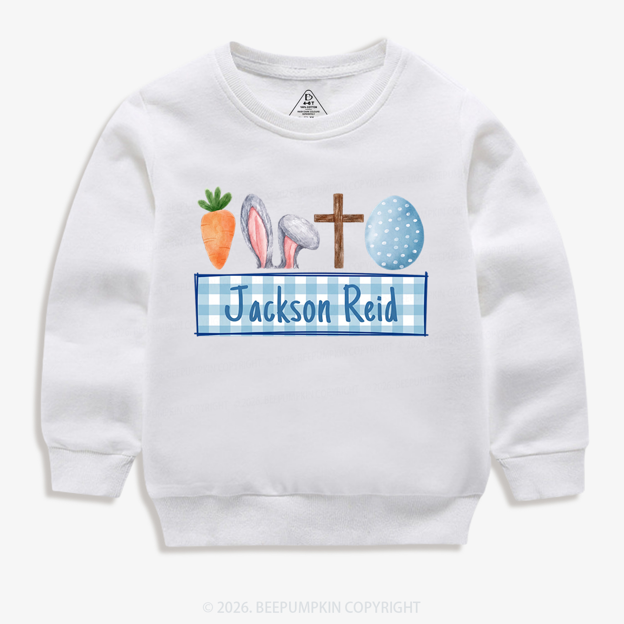 Personalized Watercolor Easter Bunny Name Kid's Sweatshirt