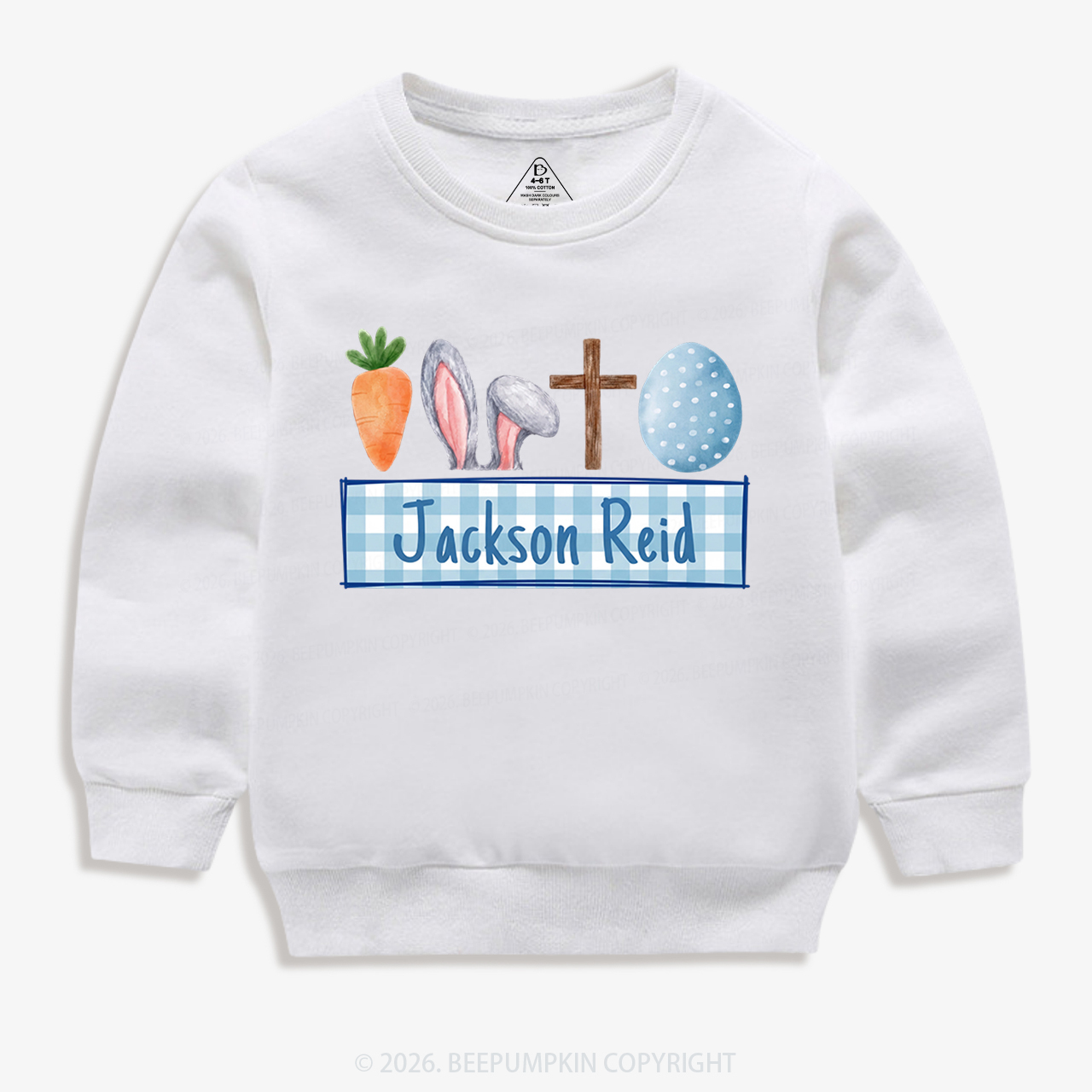 Personalized Watercolor Easter Bunny Name Kid's Sweatshirt