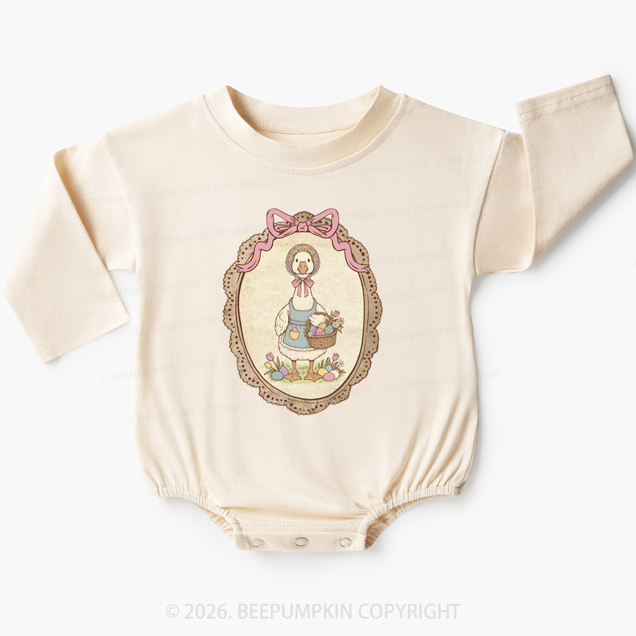Floral Coquette Spring Easter Goose Baby Bubble Romper