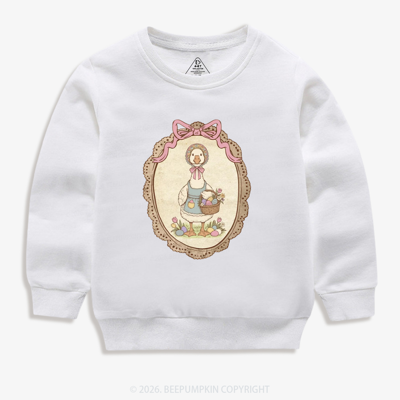 Floral Coquette Spring Easter Goose Kid's Sweatshirt