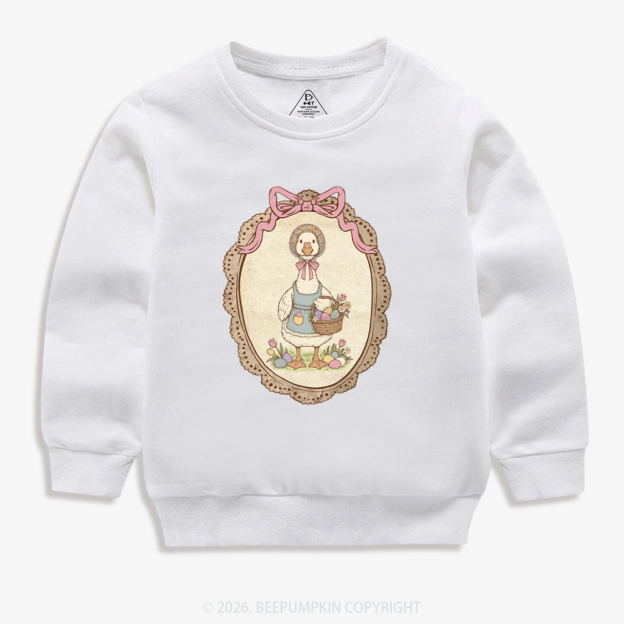 Floral Coquette Spring Easter Goose Kid's Sweatshirt