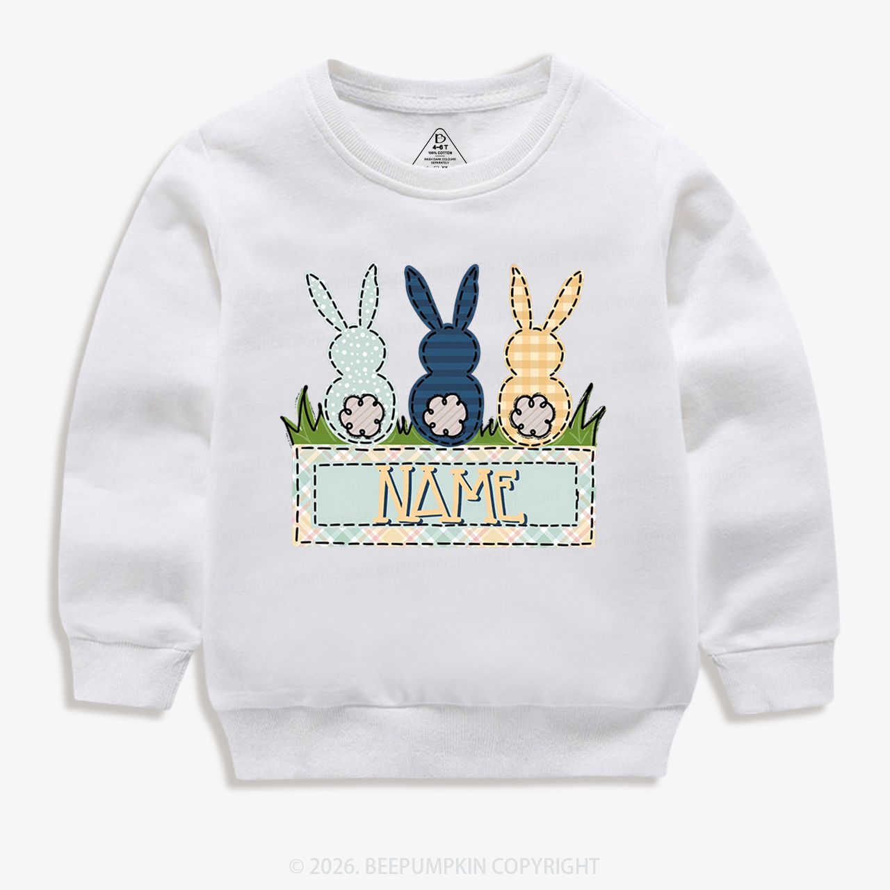 Personalized Name Easter Bunny Trio Kid's Sweatshirt