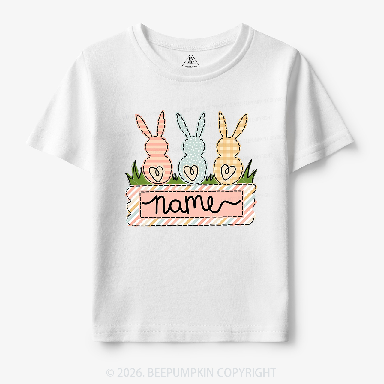 Personalized Name Easter Bunny Trio Girl Toddler&Kid's Tees