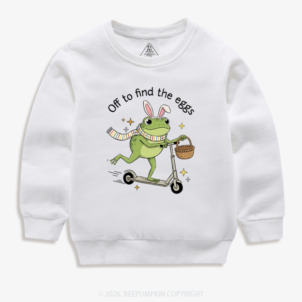 Funny Frog on Scooter Easter Egg Kid's Sweatshirt 7