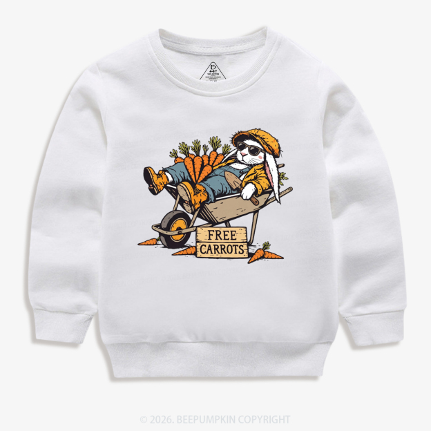 Cool Bunny Free Carrots Easter Kid's Sweatshirt
