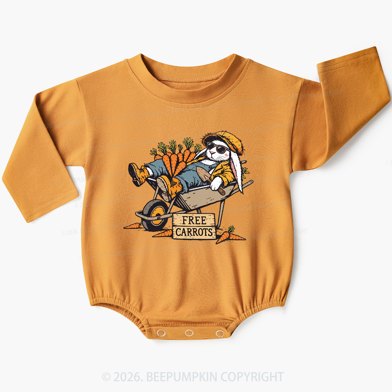 Cool Bunny Free Carrots Easter Baby Bubble Romper