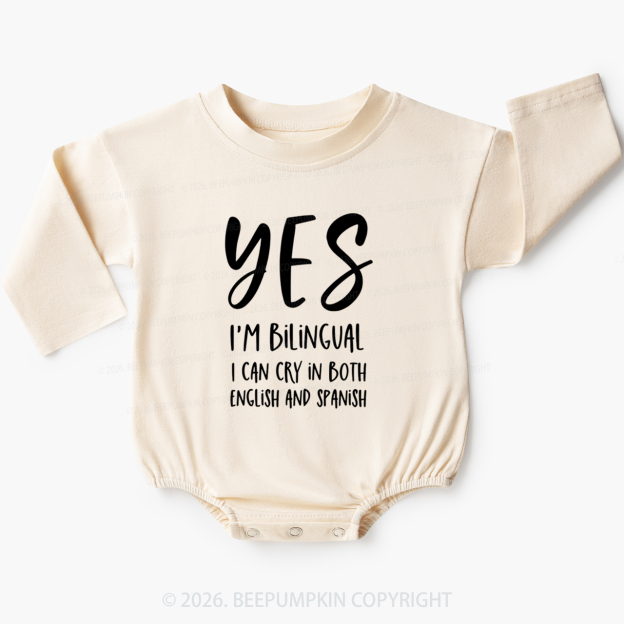 Personalized Color Funny Bilingual Baby Bubble Romper