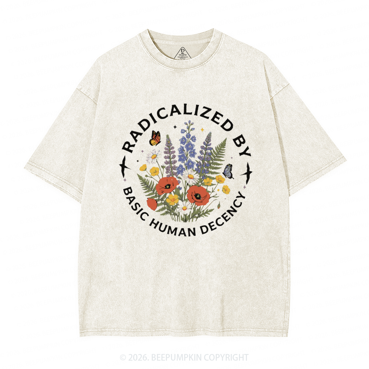 Radicalized By Basic Human Decency Washed T-Shirts