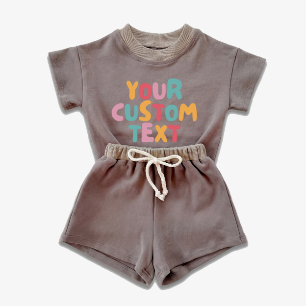 Personalized Colorful Name Baby Short Sleeve Tee and Shorts Sets
