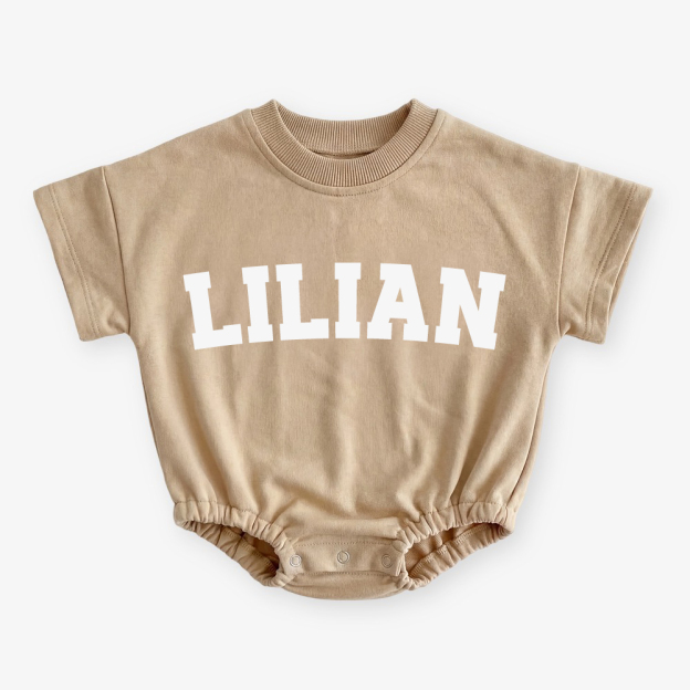Personalized Name Short Sleeve Baby Bubble Romper