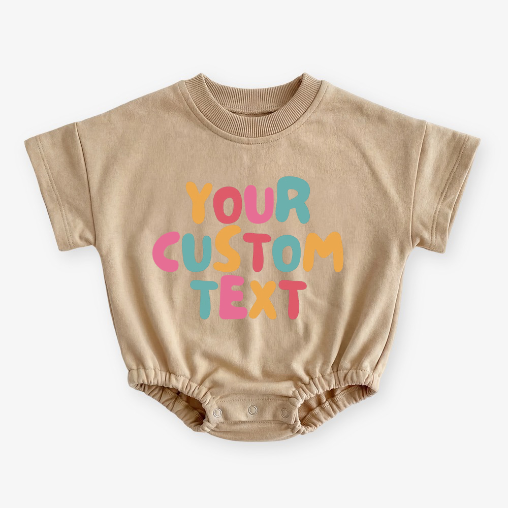 Personalized Colorful Name Short Sleeve Baby Bubble Romper