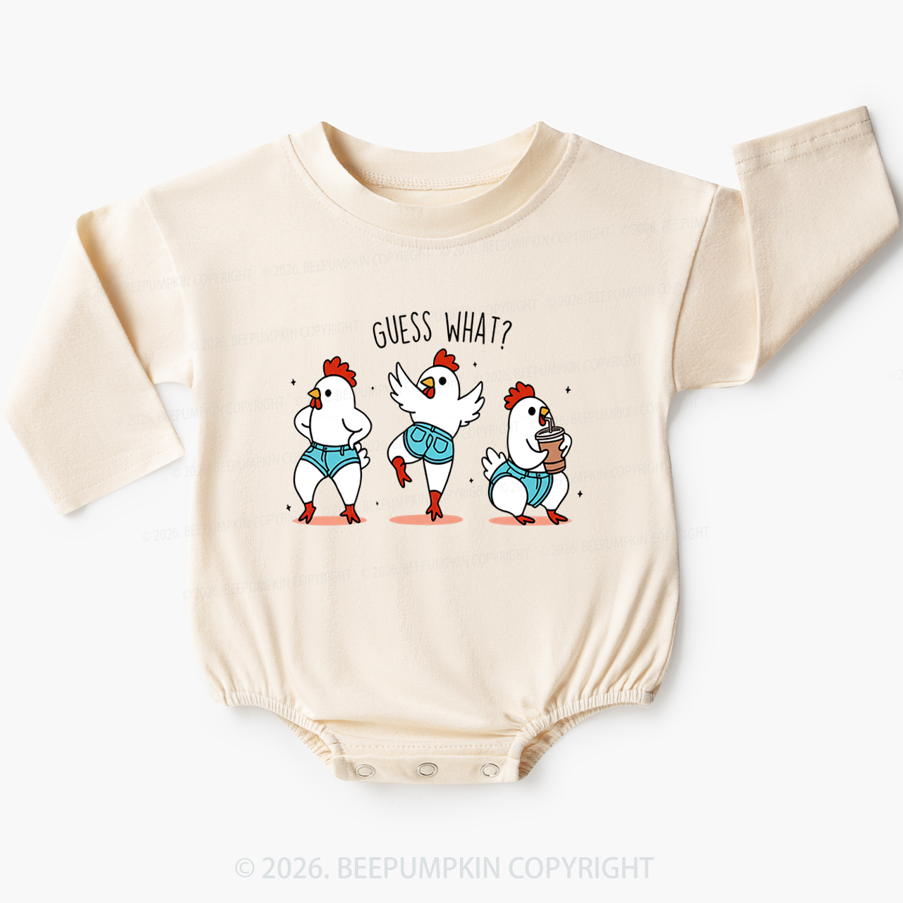 Guess What Chicken Butt Funny Western Baby Bubble Romper