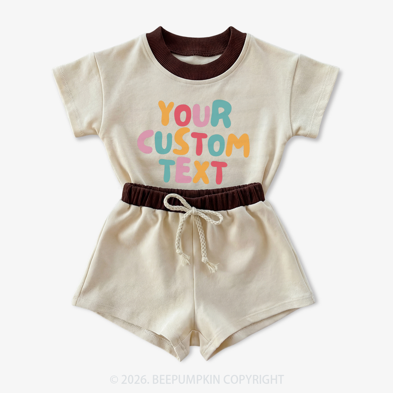 Personalized Colorful Name Baby Short Sleeve Tee and Shorts Sets