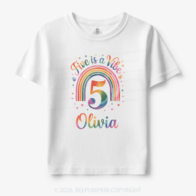 Personalized Five Is A Vibe Birthday Toddler&Kid's Tees