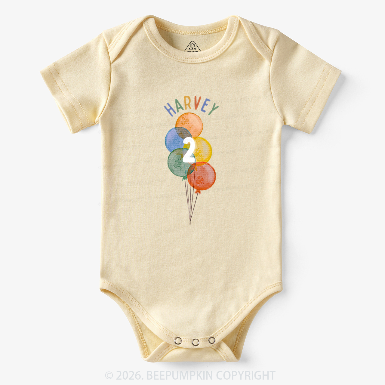 Personalized Rainbow Balloon Birthday Bodysuit