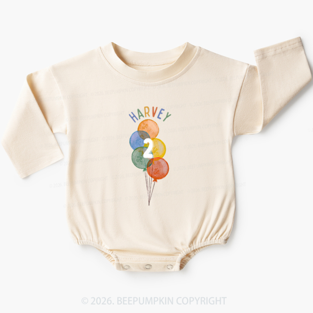 Personalized Rainbow Balloon Birthday Baby Bubble Romper