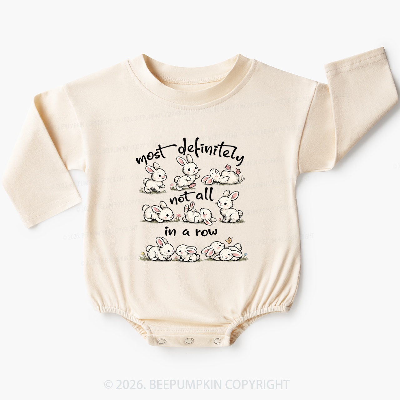 Funny Bunnies Not All In a Row Sarcastic Baby Bubble Romper