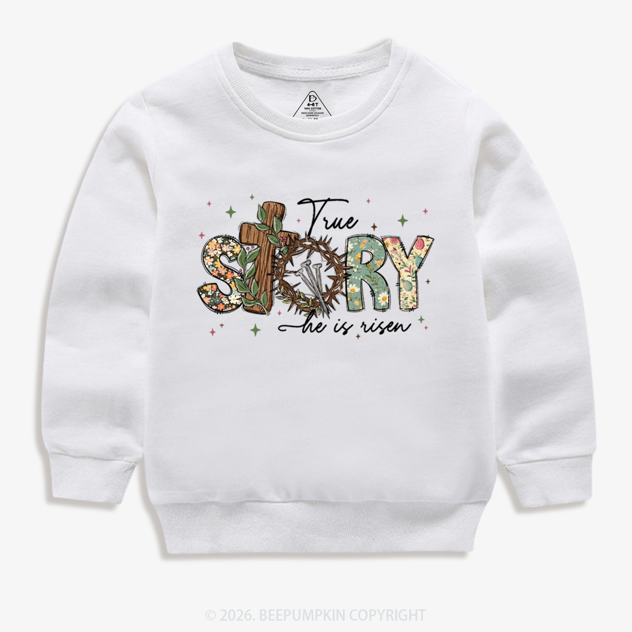 True Story He Is Risen Retro Easter Kid's Sweatshirt