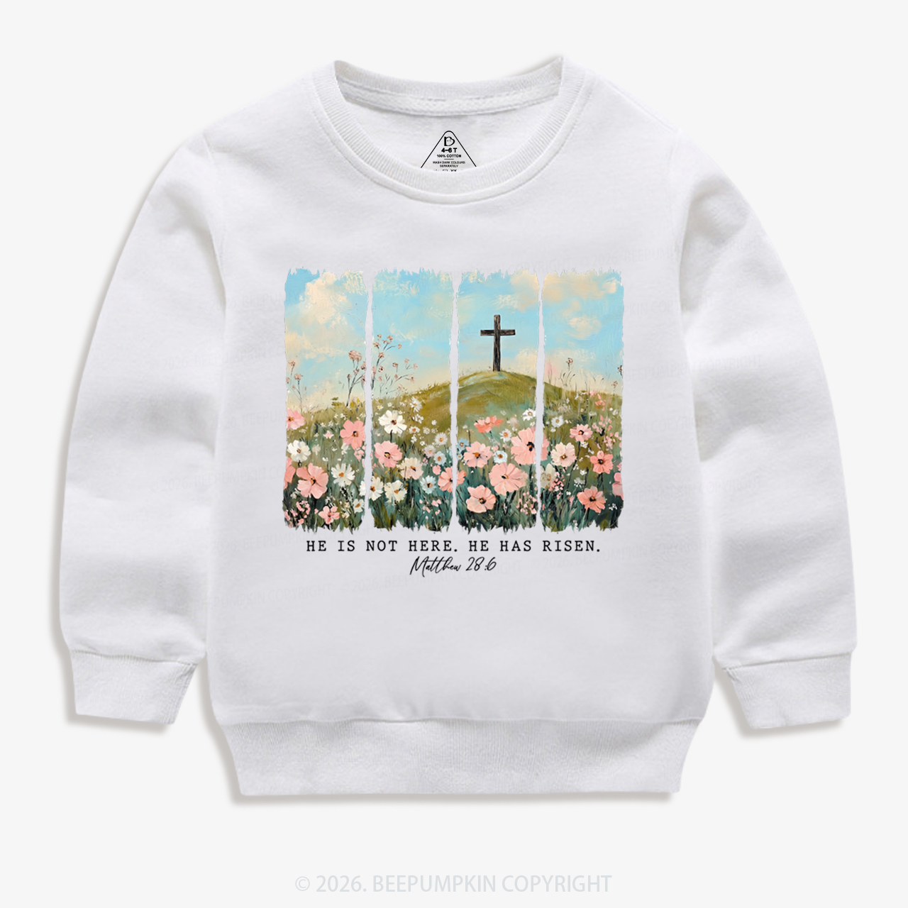He is Risen Wildflower Spring Easter Kid's Sweatshirt