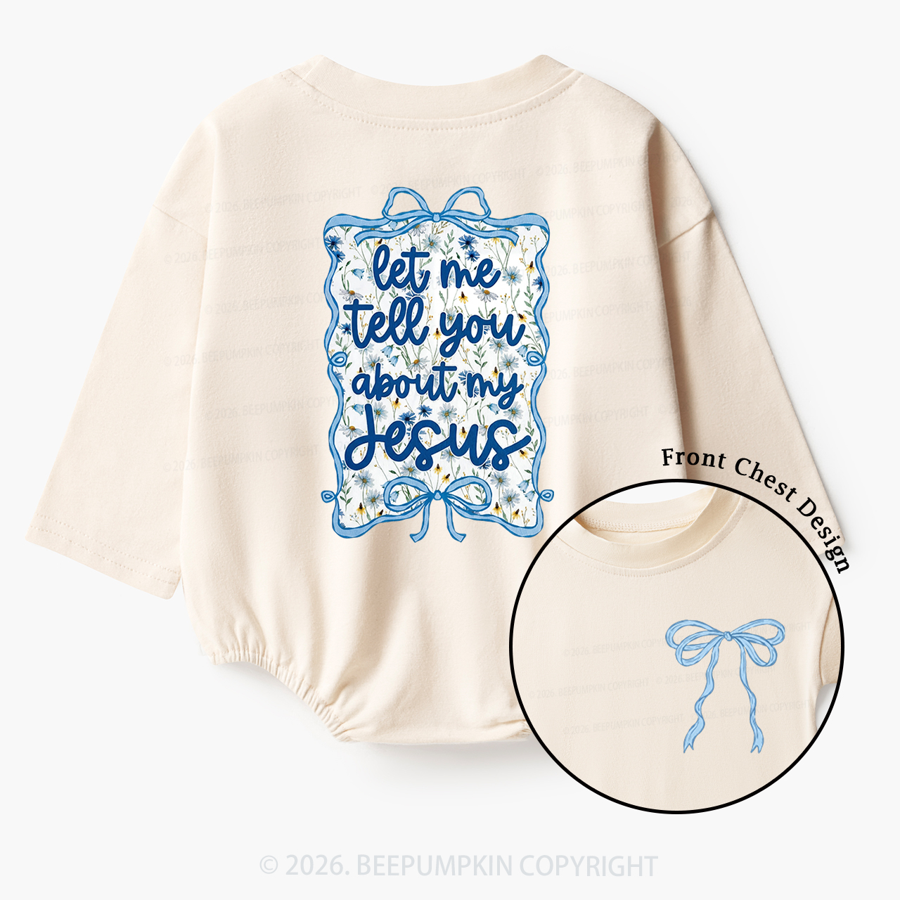 Love like Jesus Coquette Bows Baby Bubble Romper