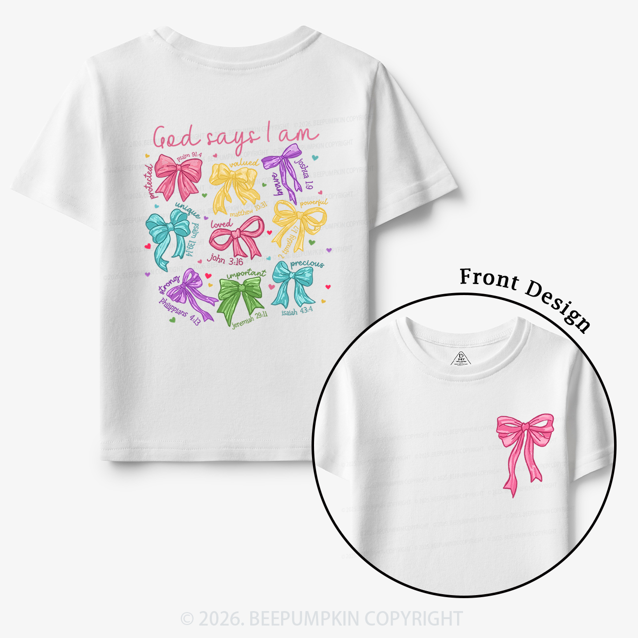 God Says I am Coquette Pink Bows Toddler&Kid's Tees