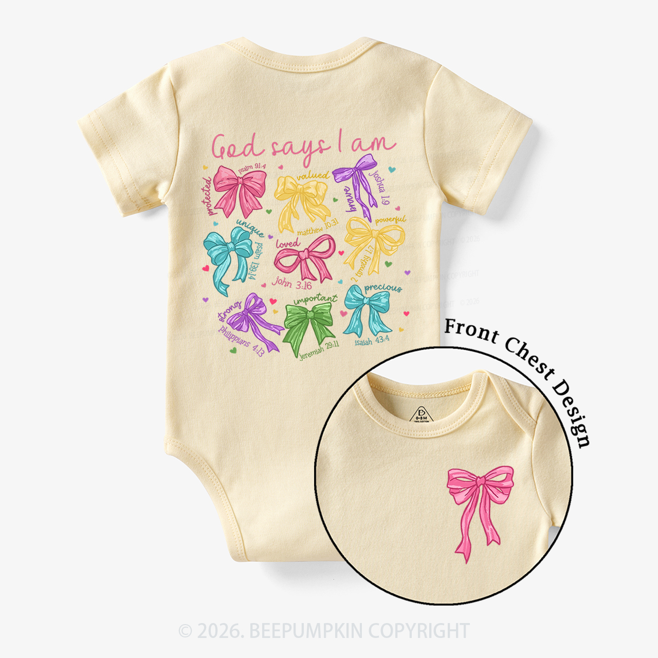God Says I am Coquette Pink Bows Bodysuit