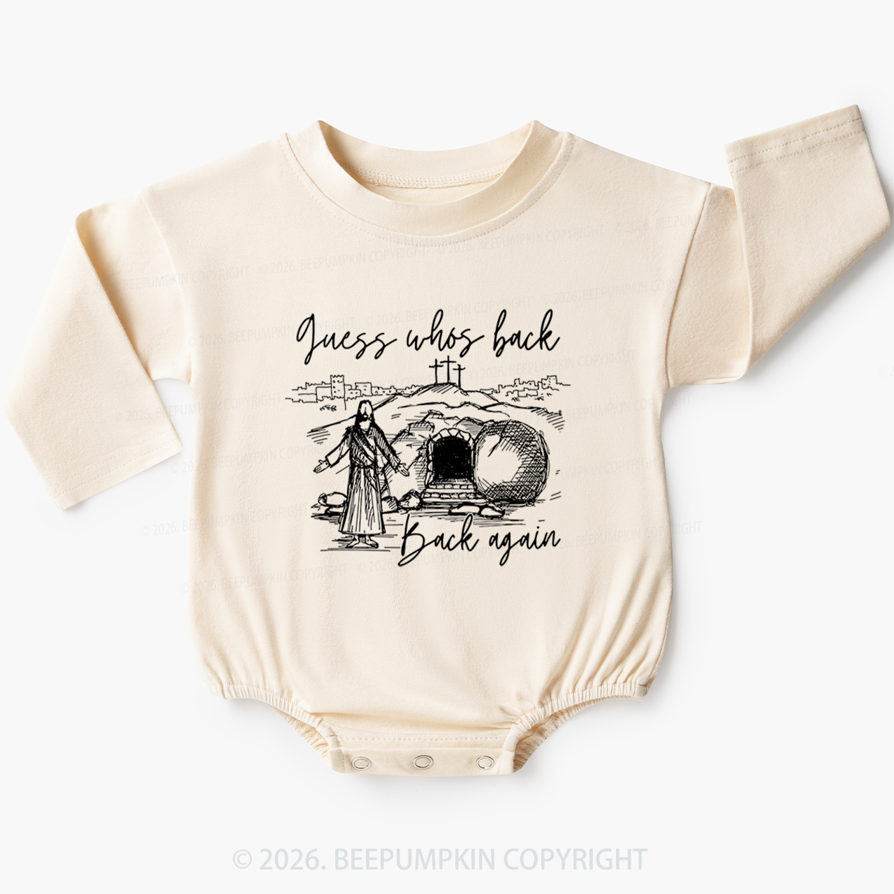 Guess Who's Back Again Funny Jesus Baby Bubble Romper