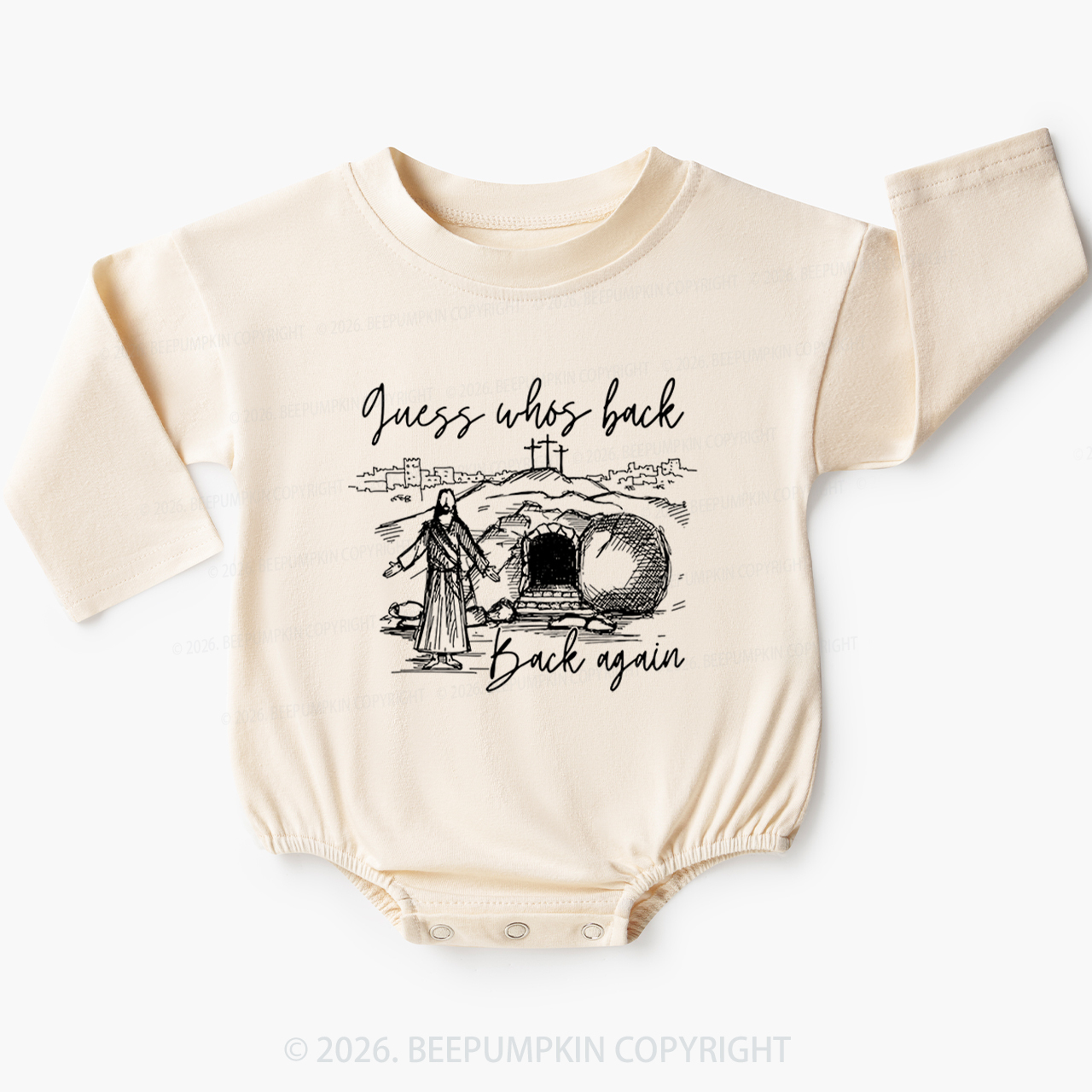Guess Who's Back Again Funny Jesus Baby Bubble Romper