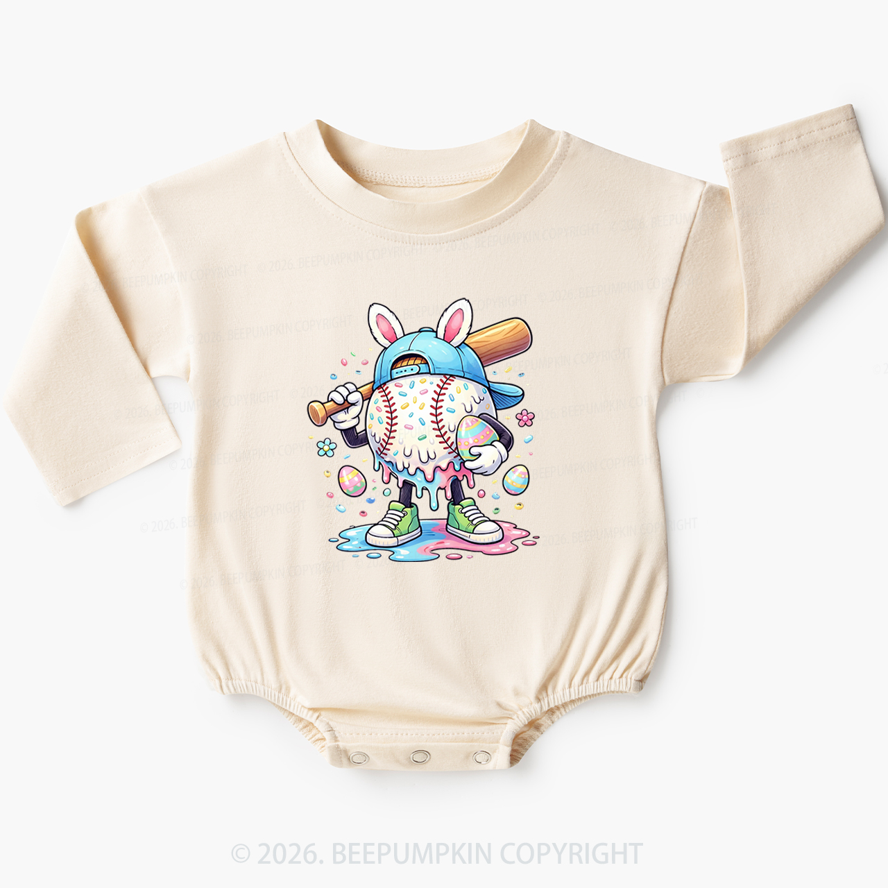 Easter Baseball Drip Baby Bubble Romper