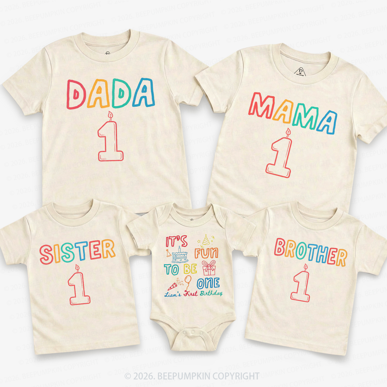 Personalized It's Fun to Be One Birthday Family Matching T-Shirts